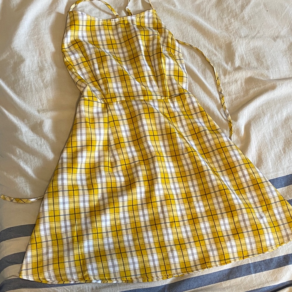 BOGO Yellow Plaid Apron Sun Dress Sz XS